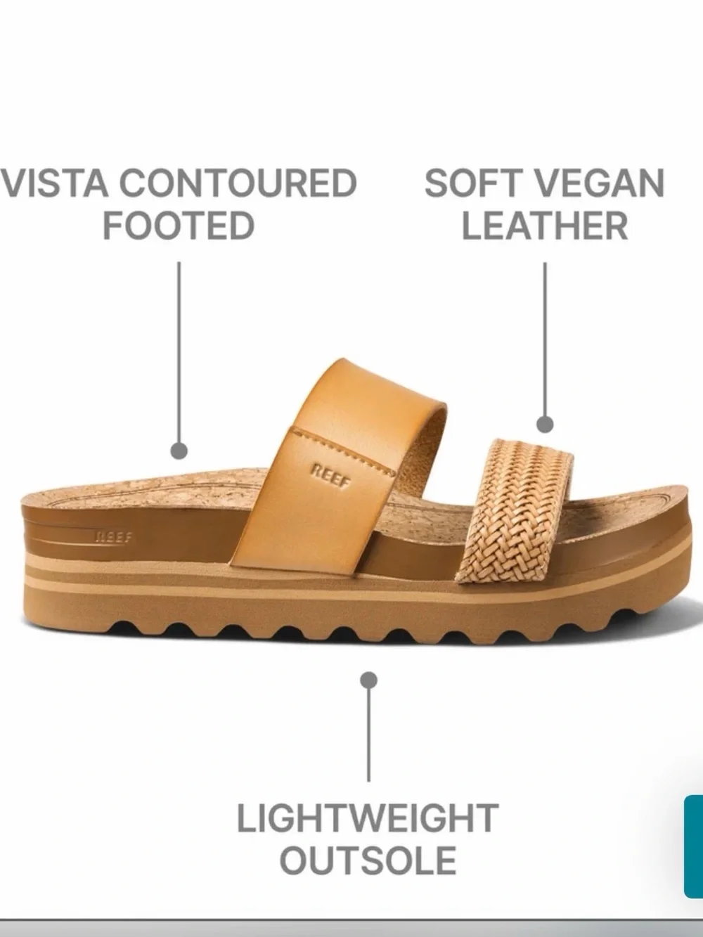 Reef Cushion Vista Hi leather Platform Slide Sandal